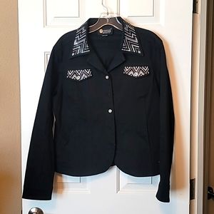 CHRISTINE ALEXANDER BLACK JEAN JACKET LARGE EUC